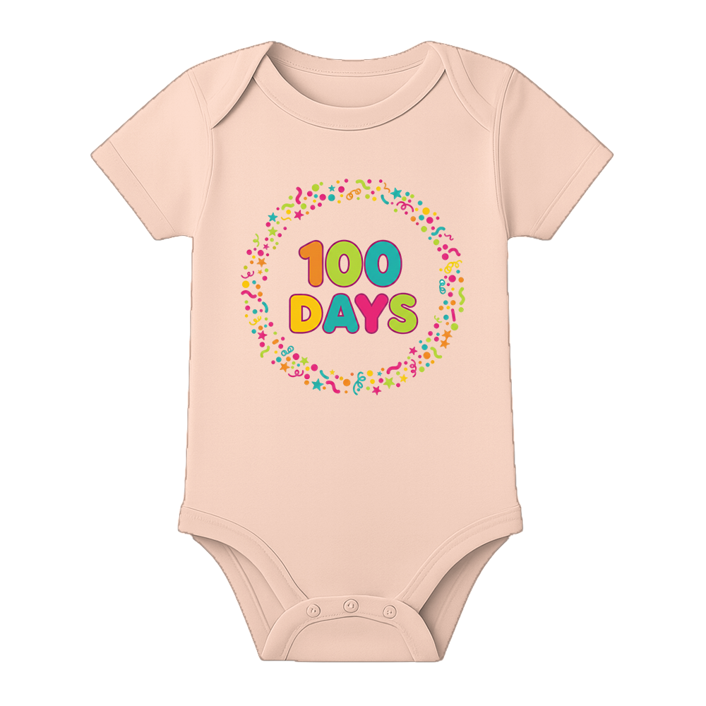 100 Days Tiny Milestone Romper for Newborn - BABY PEACH - 0 - 3 Months (Chest 18")