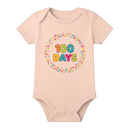 100 Days Tiny Milestone Romper for Newborn - BABY PEACH - 0 - 3 Months (Chest 18")