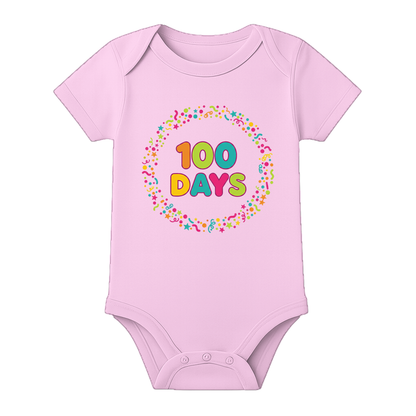 100 Days Tiny Milestone Romper for Newborn - BABY PINK - 0 - 3 Months (Chest 18")