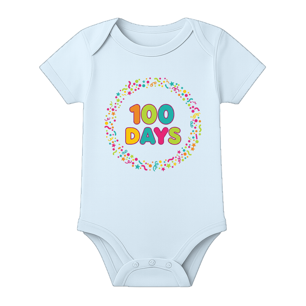 100 Days Tiny Milestone Romper for Newborn - BABY SKY - 0 - 3 Months (Chest 18")