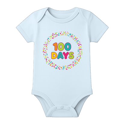 100 Days Tiny Milestone Romper for Newborn - BABY SKY - 0 - 3 Months (Chest 18")