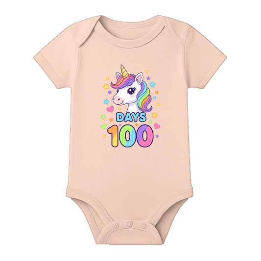 100 Days Baby Memory Photoshoot Outfit Cotton Onesie - BABY PEACH - 0 - 3 Months (Chest 18")