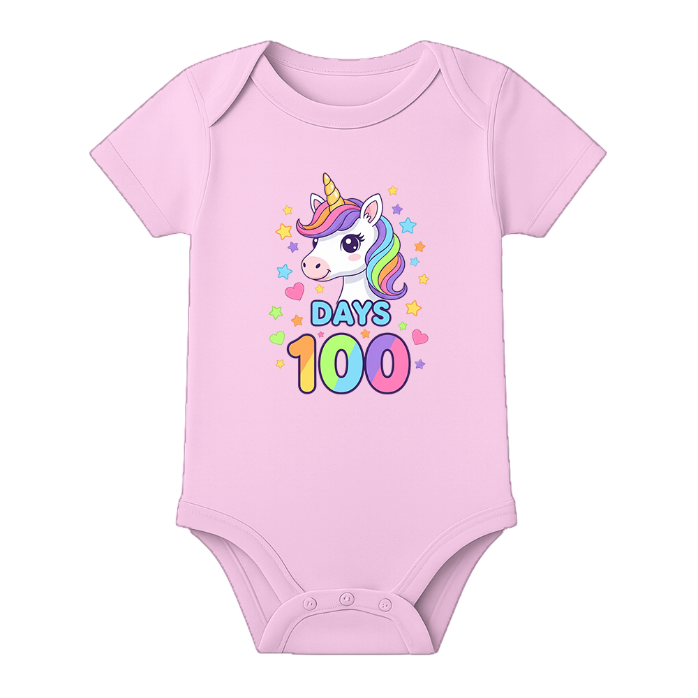 100 Days Baby Memory Photoshoot Outfit Cotton Onesie - BABY PINK - 0 - 3 Months (Chest 18")