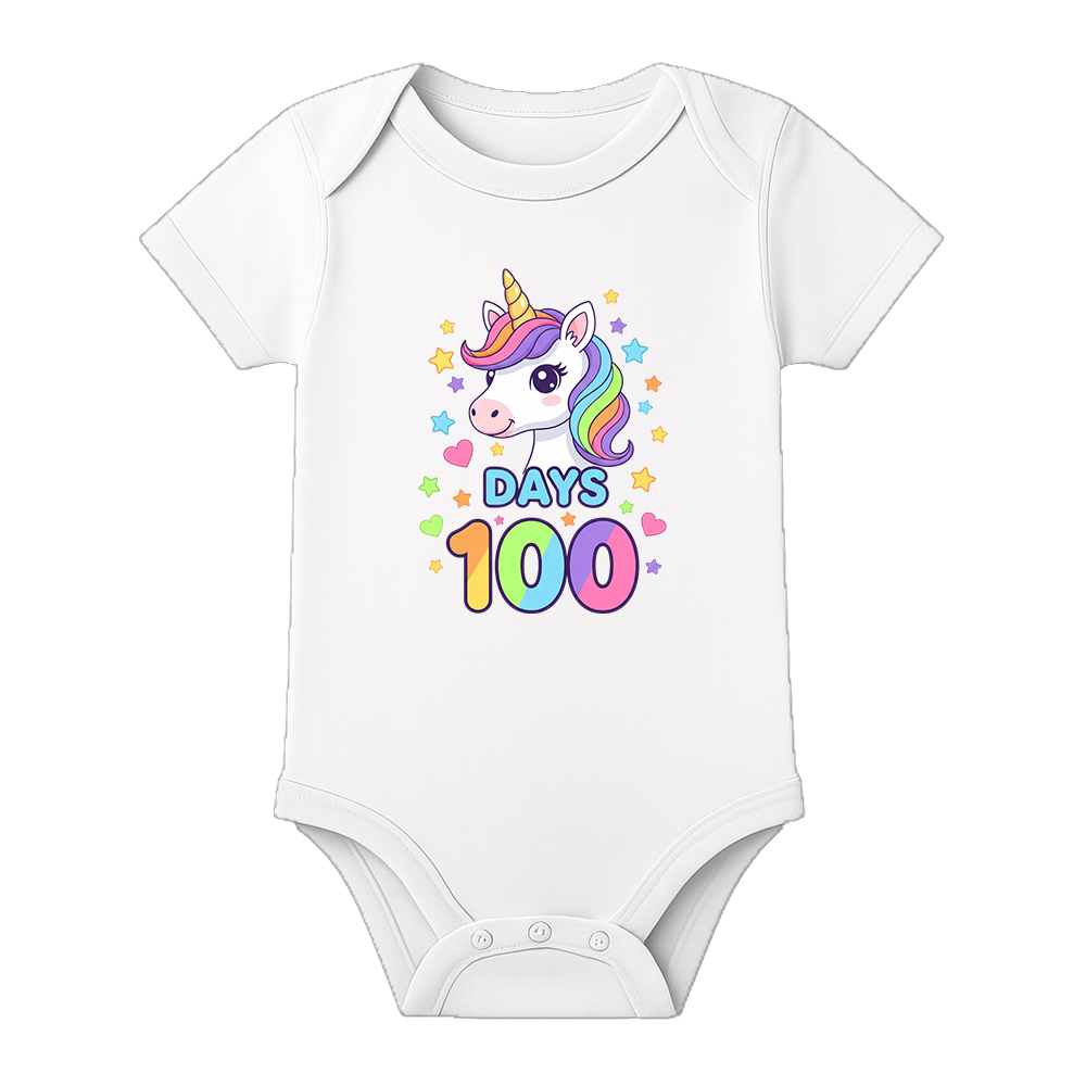 100 Days Baby Memory Photoshoot Outfit Cotton Onesie - WHITE - 0 - 3 Months (Chest 18")