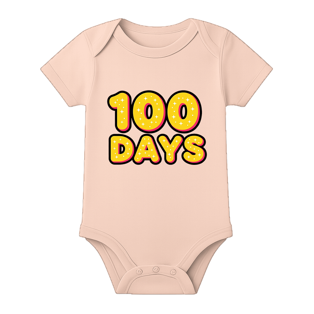 100 Days Infant Special Occasion Romper Customizable Print - BABY PEACH - 0 - 3 Months (Chest 18")