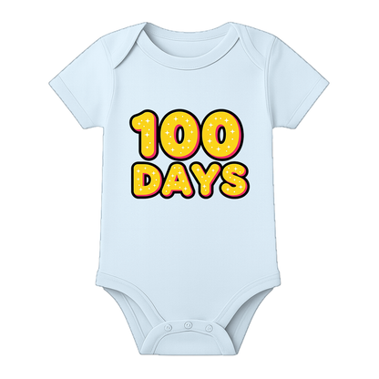 100 Days Infant Special Occasion Romper Customizable Print - BABY SKY - 0 - 3 Months (Chest 18")