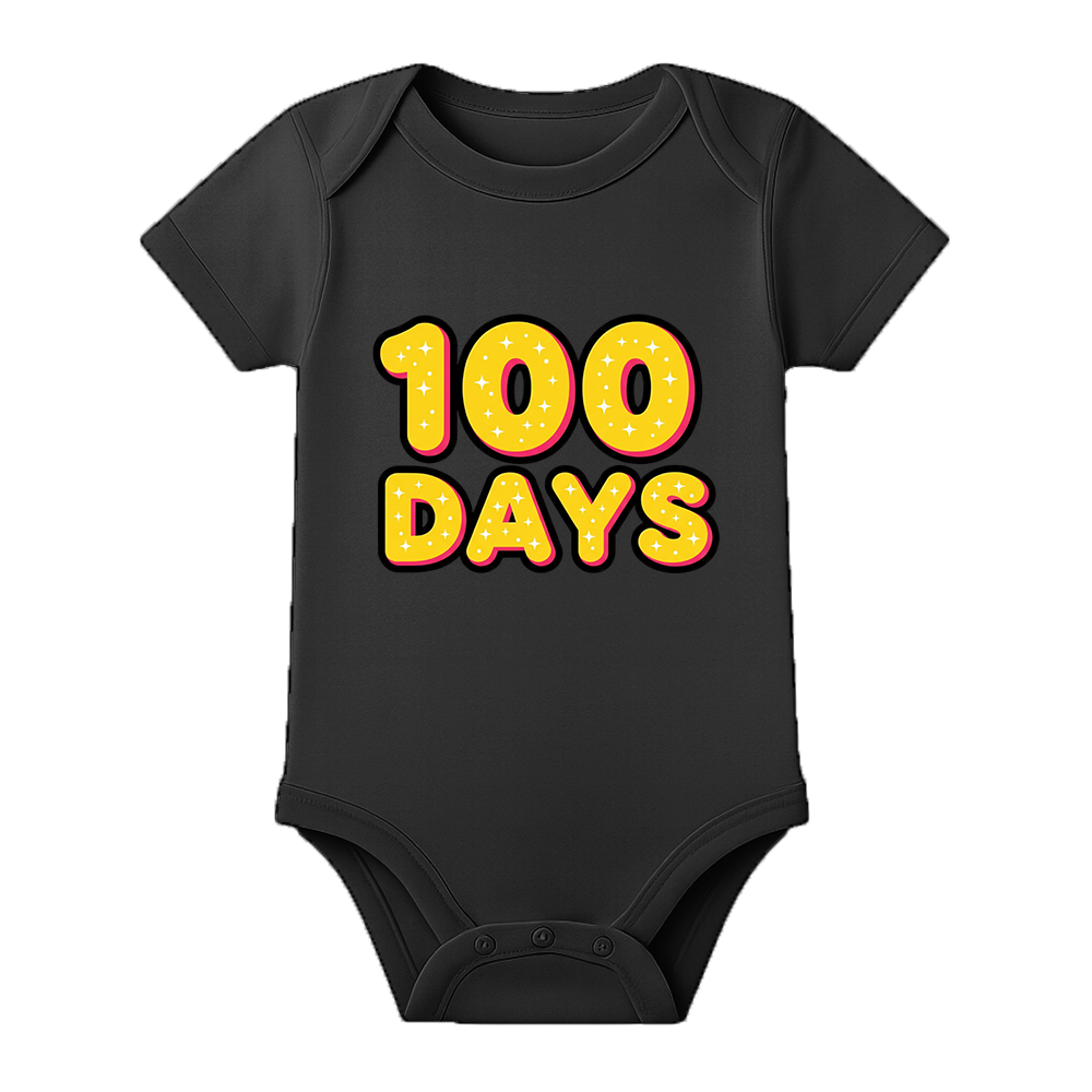 100 Days Infant Special Occasion Romper Customizable Print - BLACK - 0 - 3 Months (Chest 18")