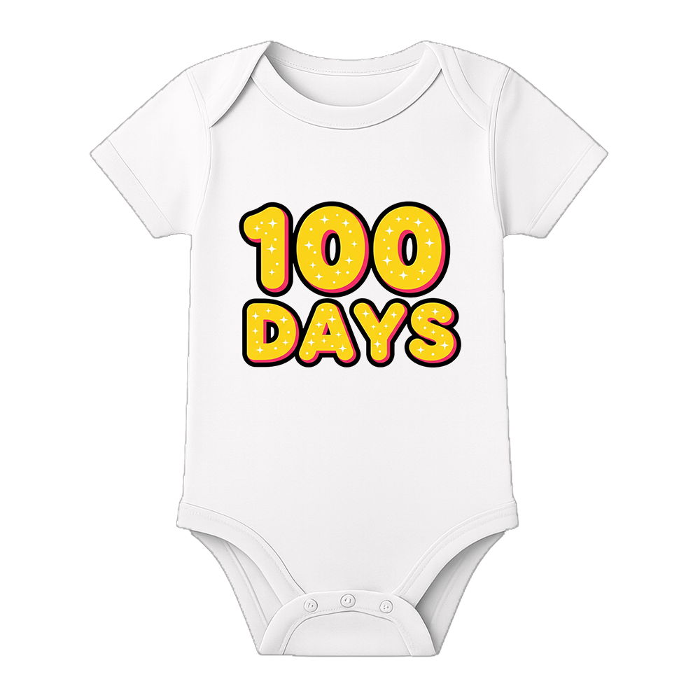 100 Days Infant Special Occasion Romper Customizable Print - WHITE - 0 - 3 Months (Chest 18")