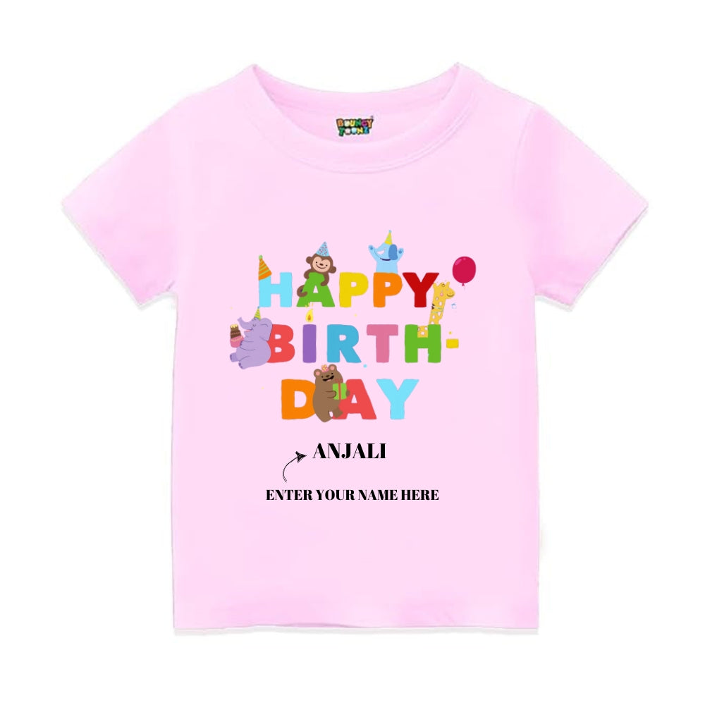 Happy Birthday Jungle Theme Kids Tshirts