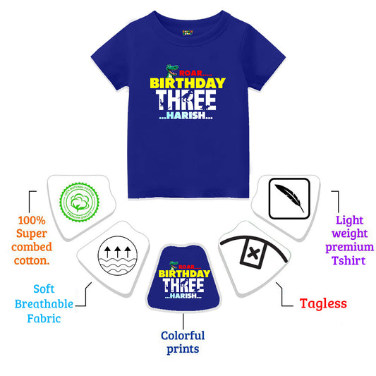 Dino Themed Name/Age Personalised Theme Tshirts for Kids