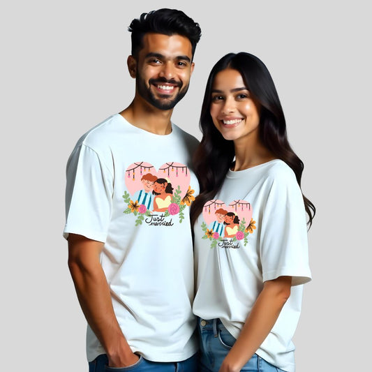 Just Married - Celebratory Oversize Couple Tees