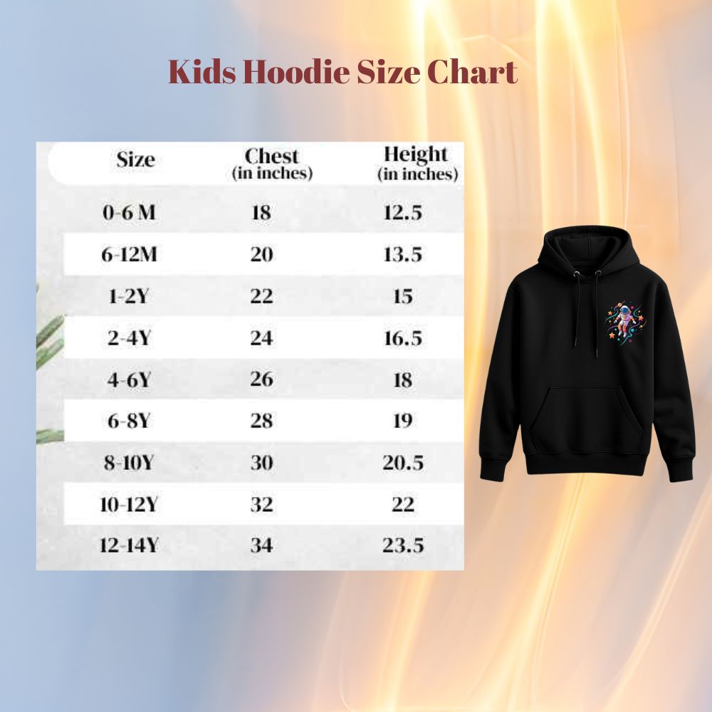 Kids hoodie size chart