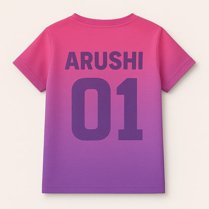 Kids Jersey Pink and purple 'Dance Mode On Let's Groove!' text  Back Side Name and Number Printed