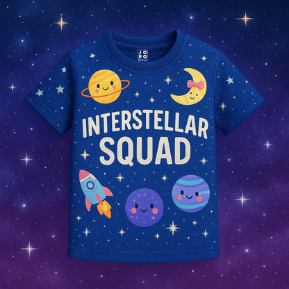 Kids Jersey Space Themed graphics and 'Interstellar Squad' 