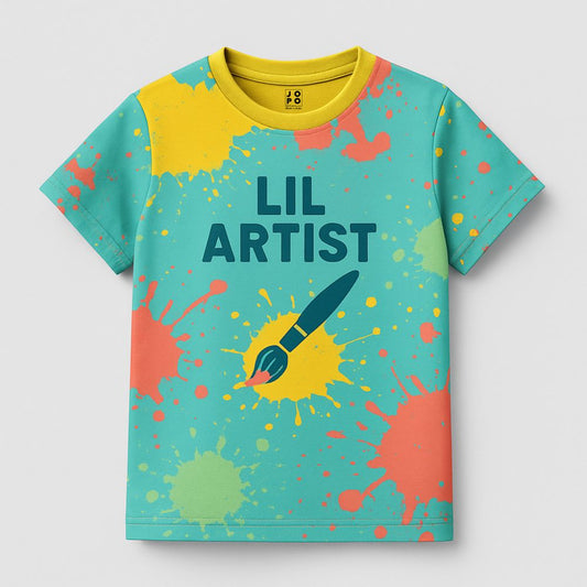 Kids Jersey colorful splatter and Brush design and 'LIL ARTIST' text 