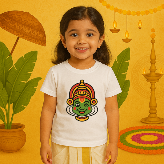 Kids t-shirt  White Kathakali face print