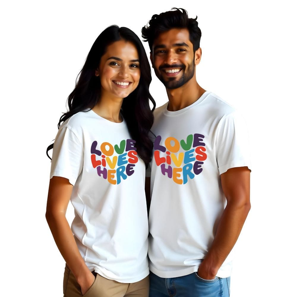 Love Lives Here Couple Tshirts