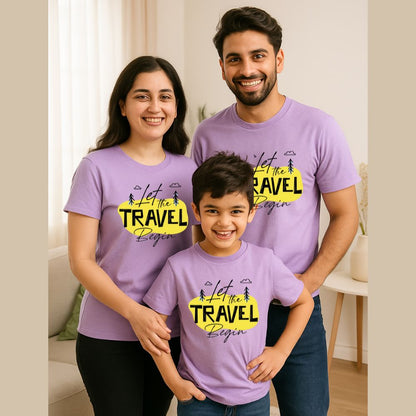 Family printed t shirts - Let the Travel Begin Lavender Family Tshirts