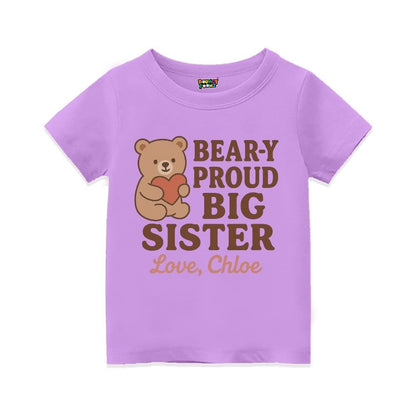 Lavender t-shirt with a bear graphic and text