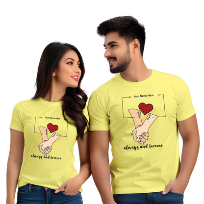 Customised Couple Hands Name Printed Tshirts