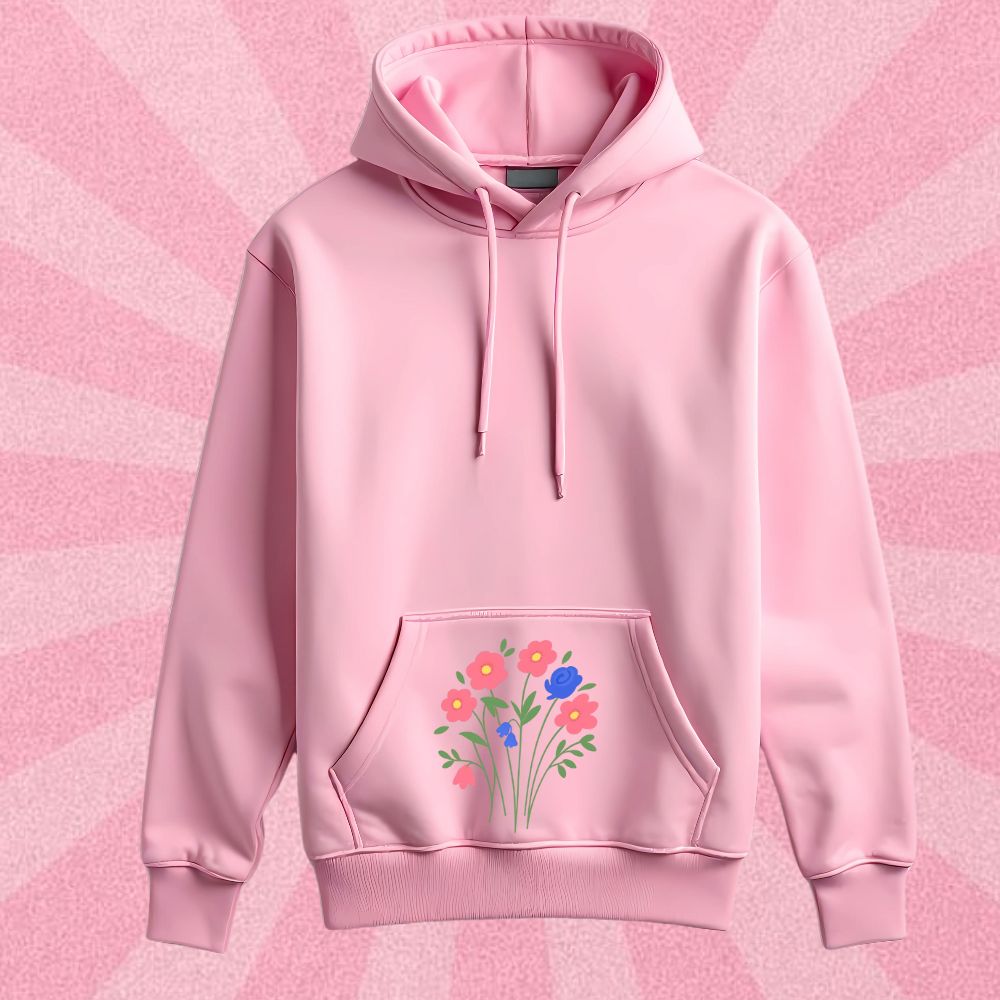 Light Pink Hoodie with floral design 