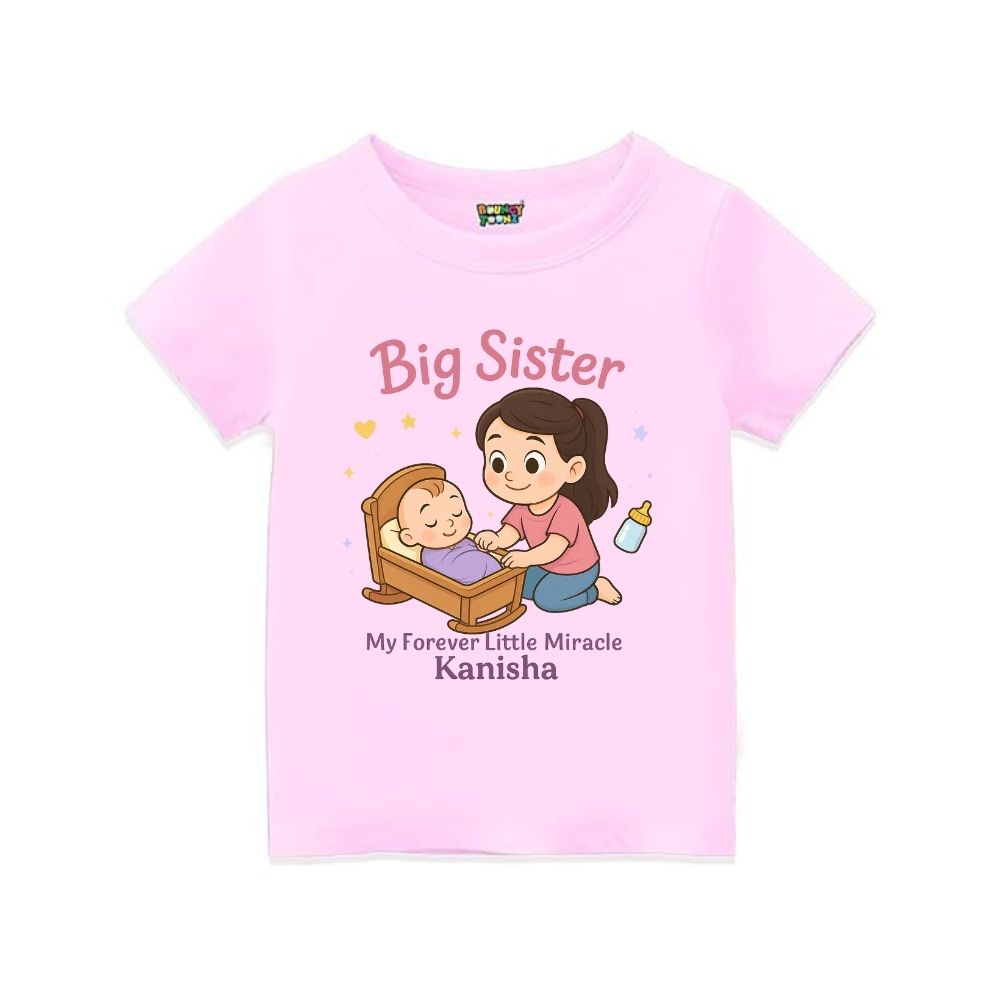 Ltpink 'Big Sister' t-shirt with personalized text "My Forever Little Miracle"