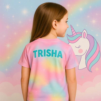 Ltpink jersey with unicorn design and text Unicorn Vibes Only, One of a Kind! Back side print with name