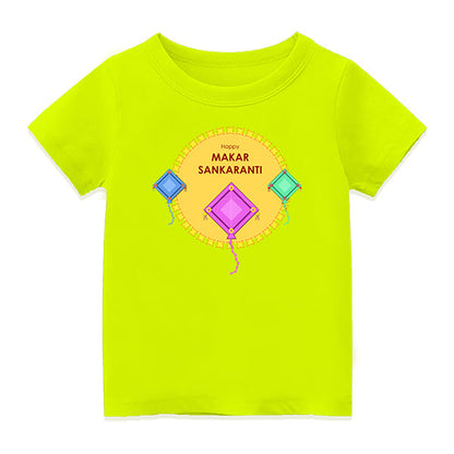 Customised Pongal T-Shirt with Name | Personalized Festive Wear - NEON GREEN - 6-12M  (20in Chest)