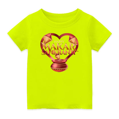 Pongal Special Customised T-Shirt | Add Your Name - NEON GREEN - 6-12M  (20in Chest)