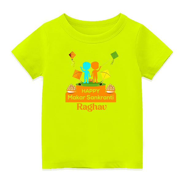Pongal Celebration T-Shirt | Customised with Your Name - NEON GREEN - 6-12M  (20in Chest)