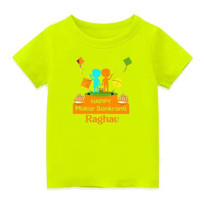 Pongal Celebration T-Shirt | Customised with Your Name - NEON GREEN - 6-12M  (20in Chest)