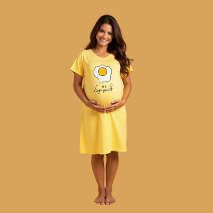 egg-zpecting Funny Maternity Tshirt Dress