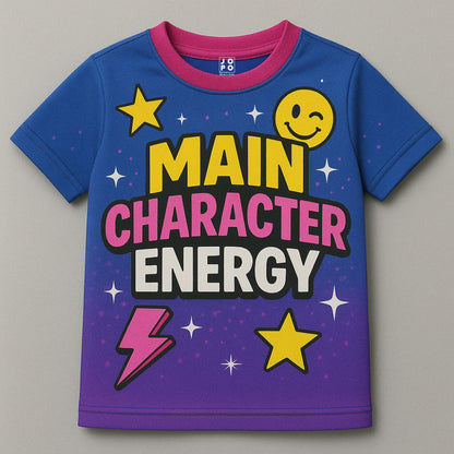 Children's Jersey with colorful text Main Character Energy