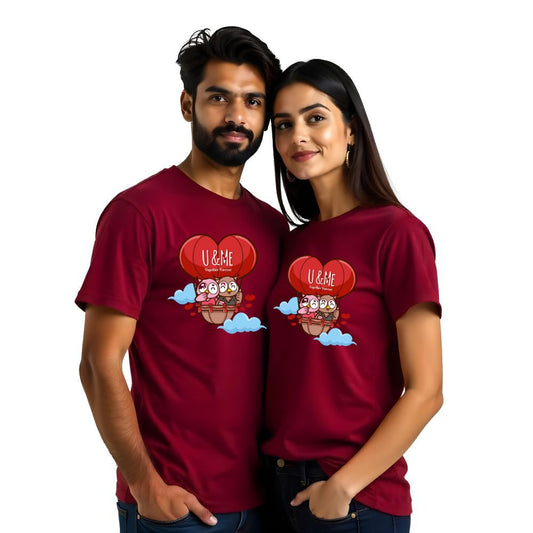 U and Me Hot air Baloon Couple Tshirts