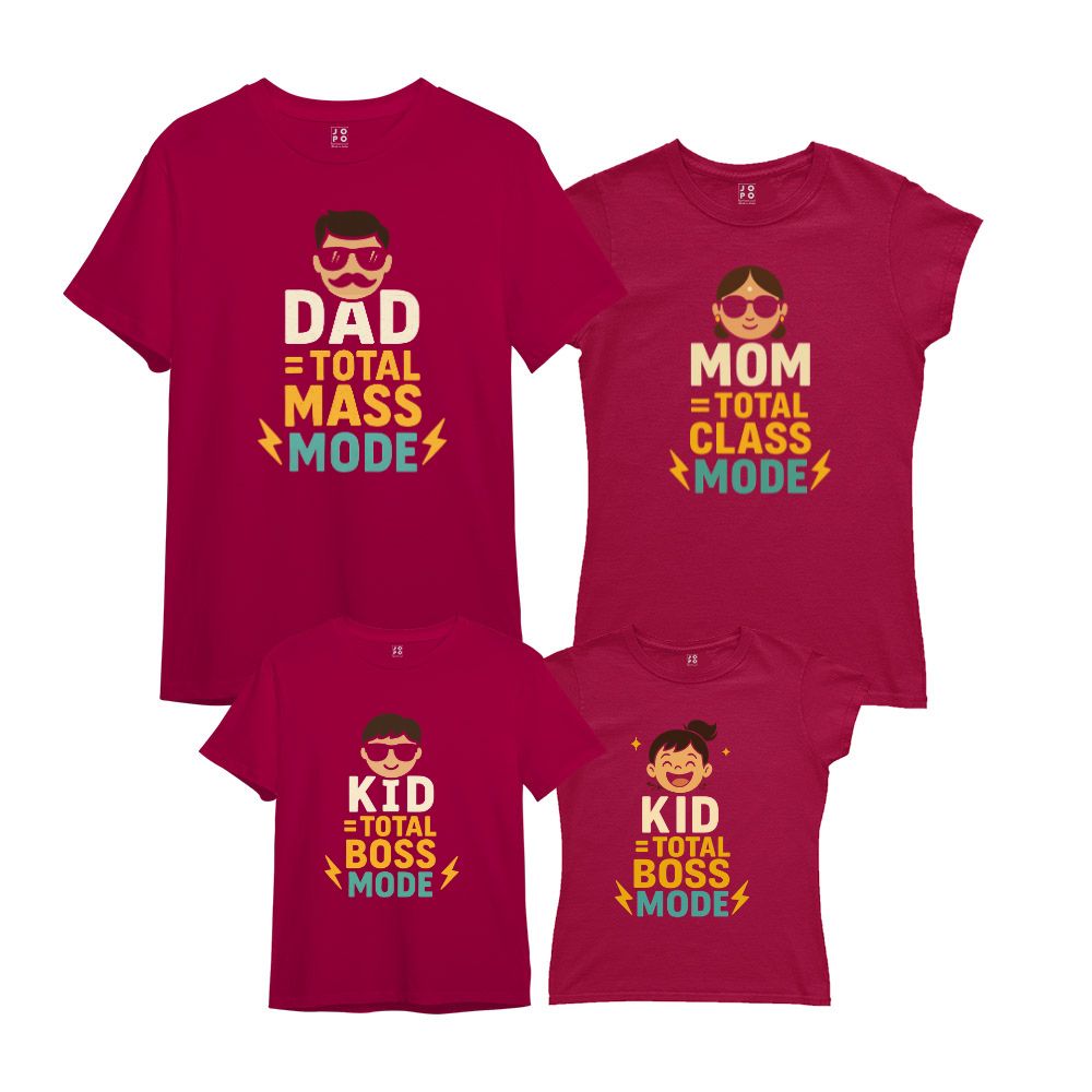 T shirts for Family of 4 - Mass, Class, Boss Family Tees - maroon