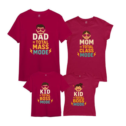T shirts for Family of 4 - Mass, Class, Boss Family Tees - maroon