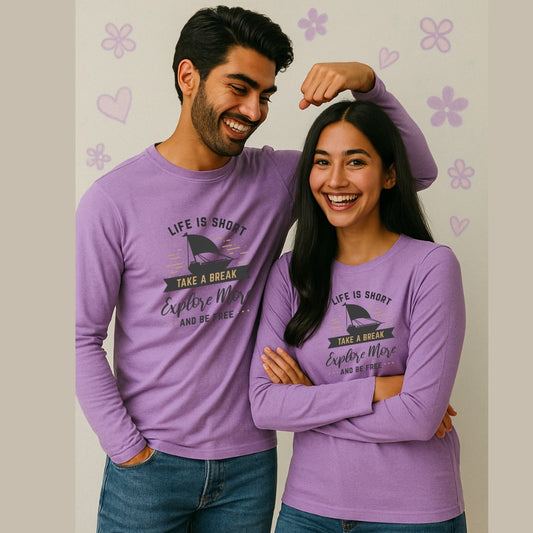 Matching Lavender full-sleeve Tshirts with a motivational quote 