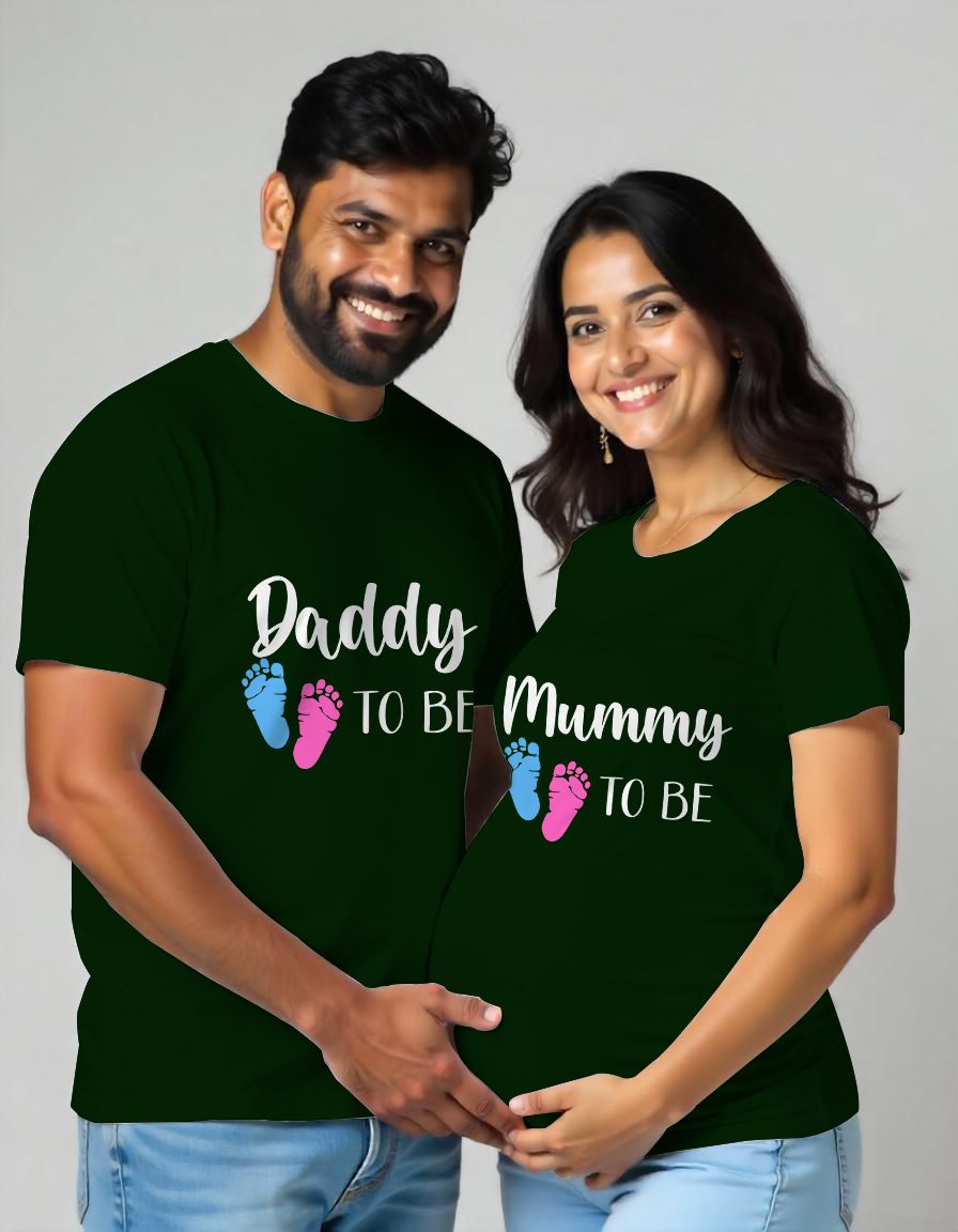 Bottlegreen Maternity Couple Matching Tshirt  'Daddy to be Mummy to be' printed 