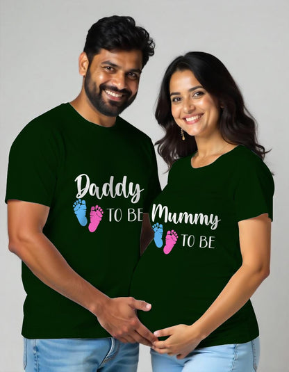 Bottlegreen Maternity Couple Matching Tshirt  'Daddy to be Mummy to be' printed 