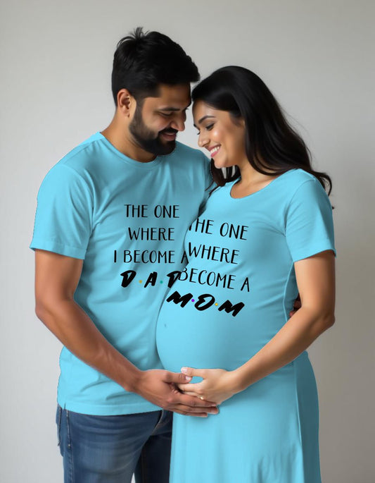 Maternity_Couple_Tshirt_and_Dress_Aquablue