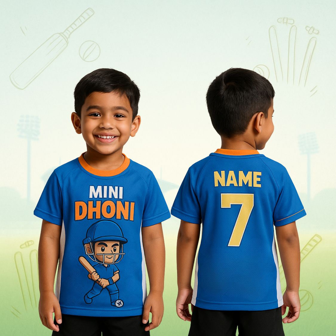 Kids Jersey with 'Mini Dhoni' and number '7' design 