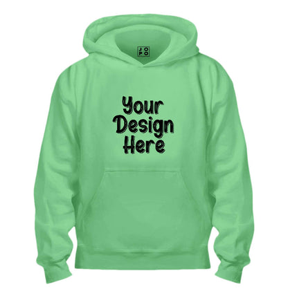 Mintgreen Kids Hoodie with custom design text.