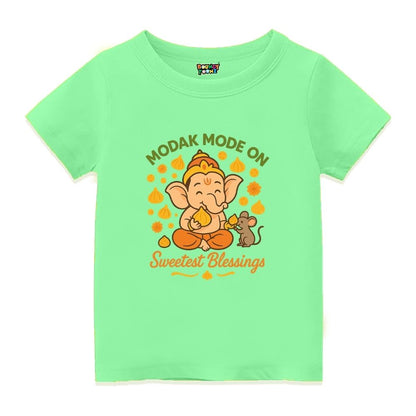 Mintgreen t-shirt with Ganesh illustration and text 