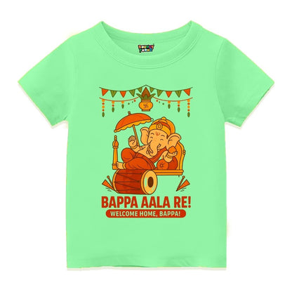 Mintgreen t-shirt with a cartoon depiction of Ganesha for little deity 