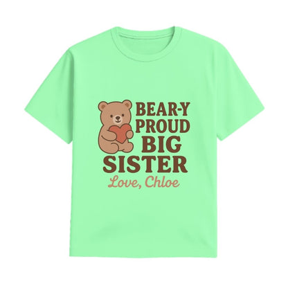Mintgreen t-shirt with a bear graphic and text