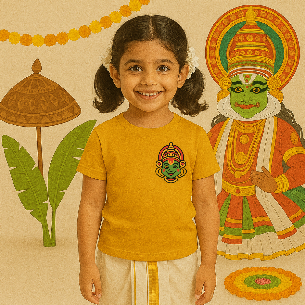 Mustard Kids Tshirt with Onam Special Print