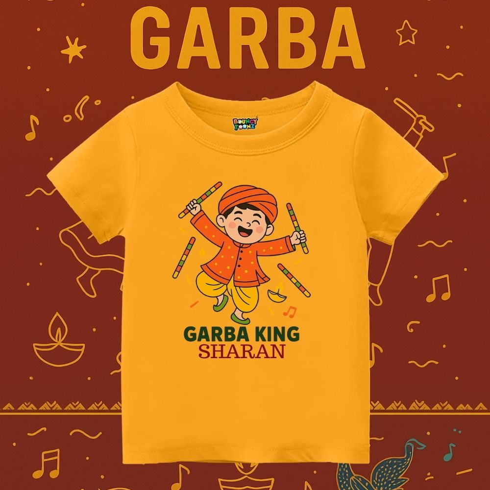 Mustard Kids t-shirt with Garba King text