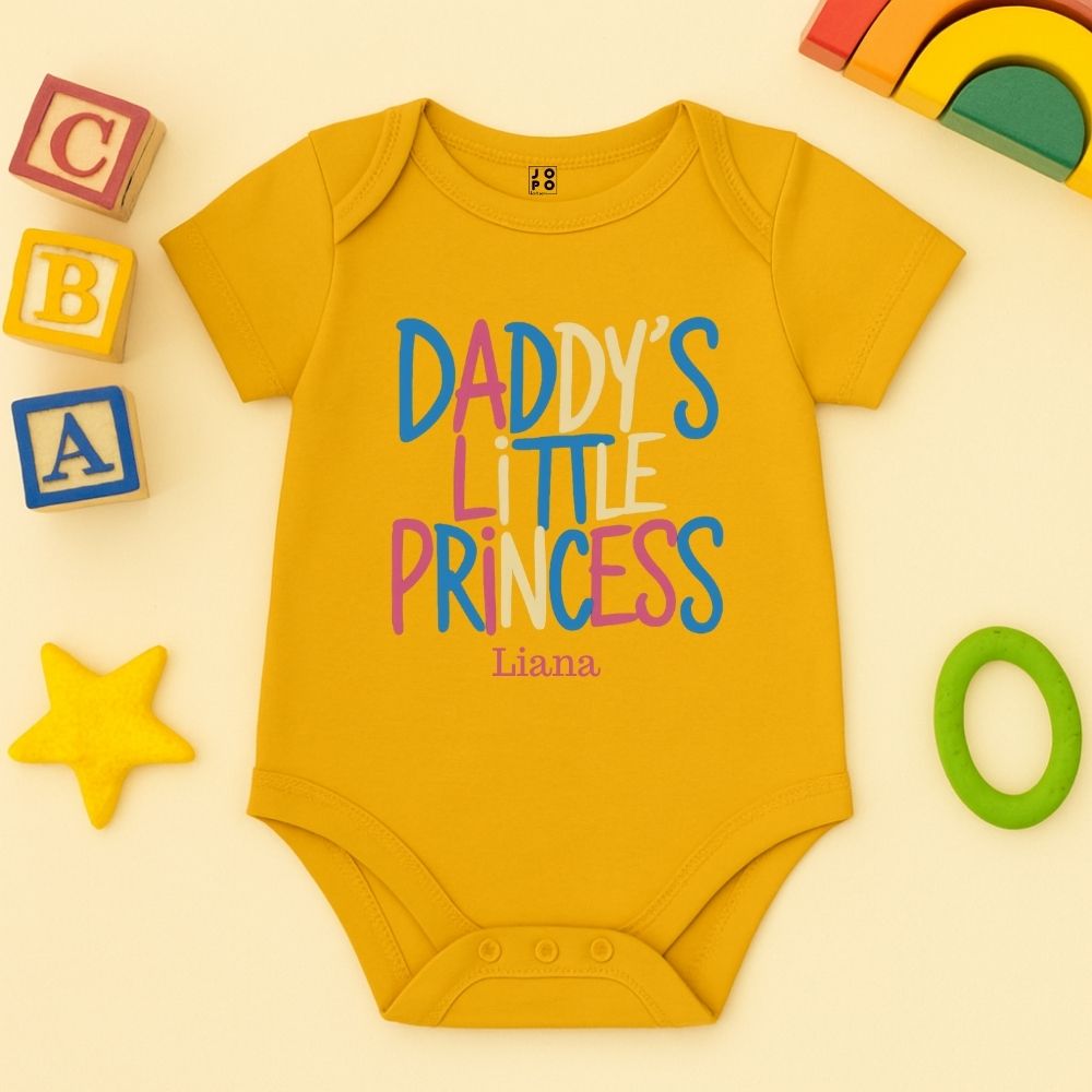 Mustard baby onesie with 'Daddy's Little Princess' text