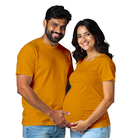 Maternity Matching Couple Tshirts Mustard