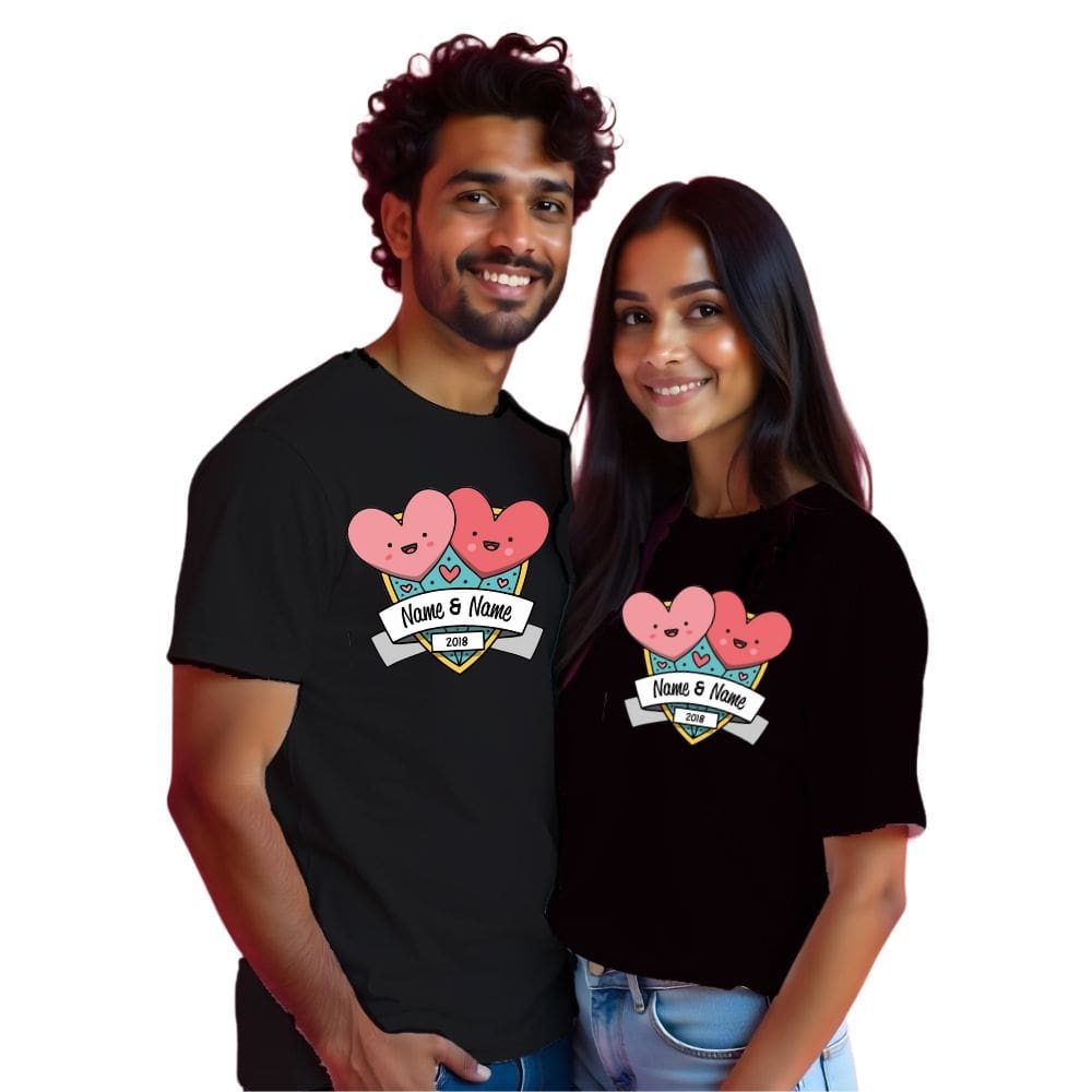 Names and Year Customised Couple Tshirts